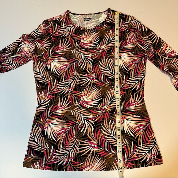 Lands End Crew Neck Rash Guard Swim Tee UPF 50 Palm Print - Picture 4 of 8